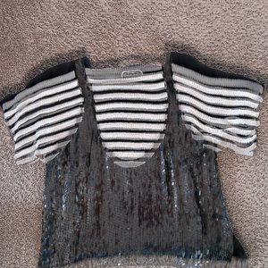 Black and white beaded and sequined blouse